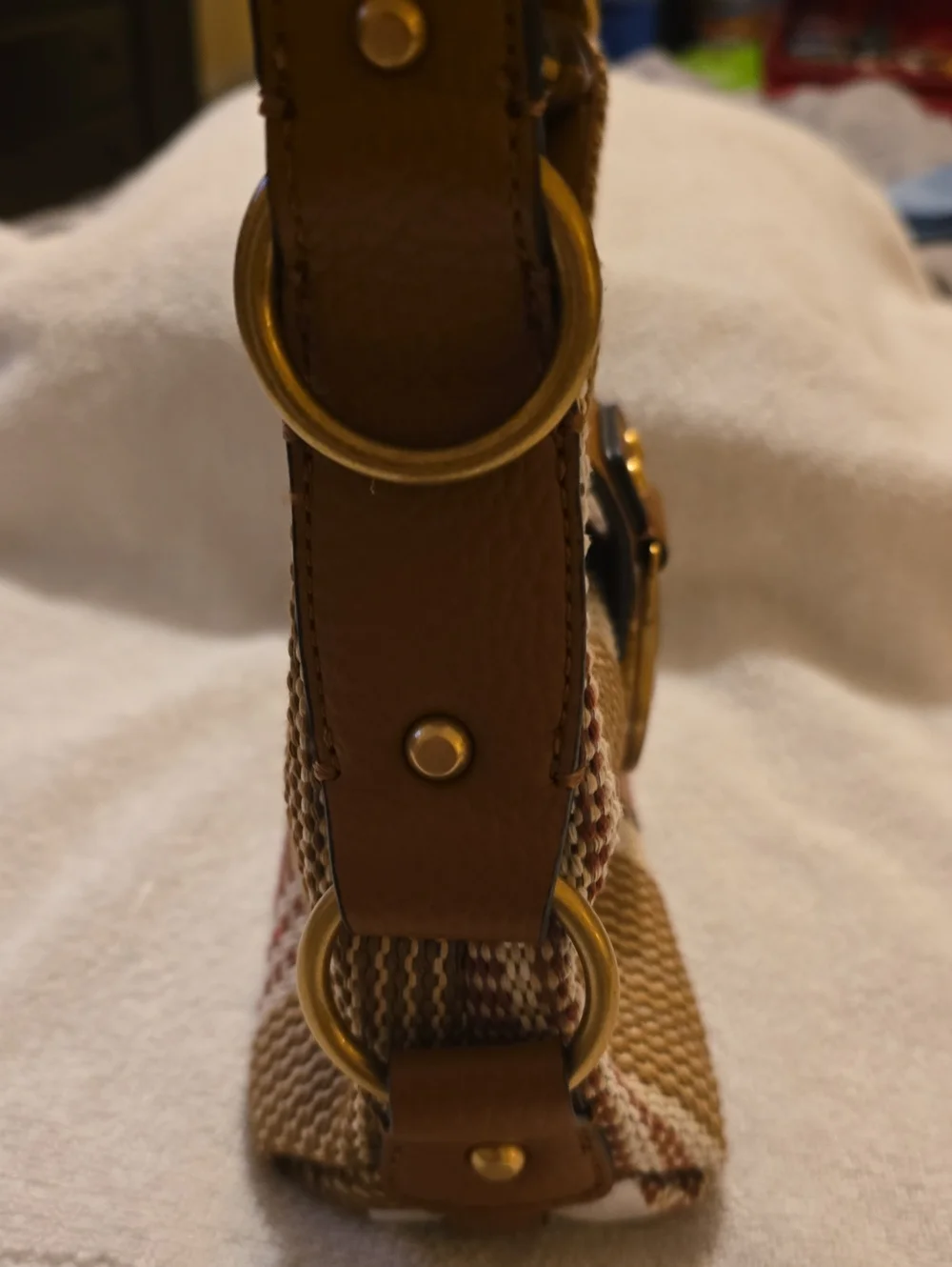 GUESS Camden Mini Striped Canvas Shoulder Purse NWOT